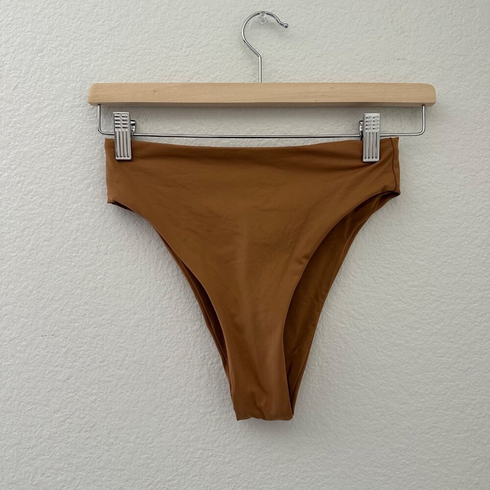 Skims Swim Mid Waist Bikini Bottom High Cut Brown Sz XS